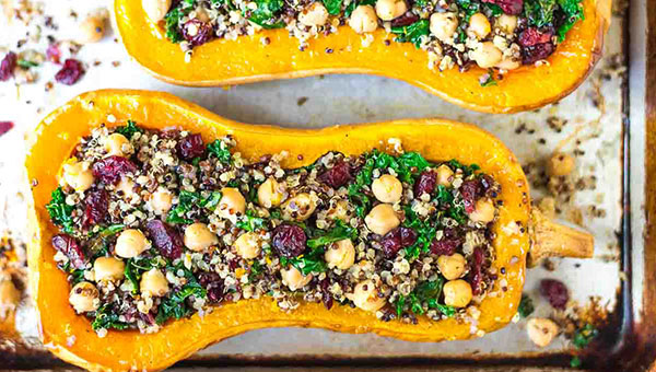 Maftoul stuffed butternut squash