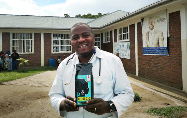 Dr. Bwema with Congo Coffee